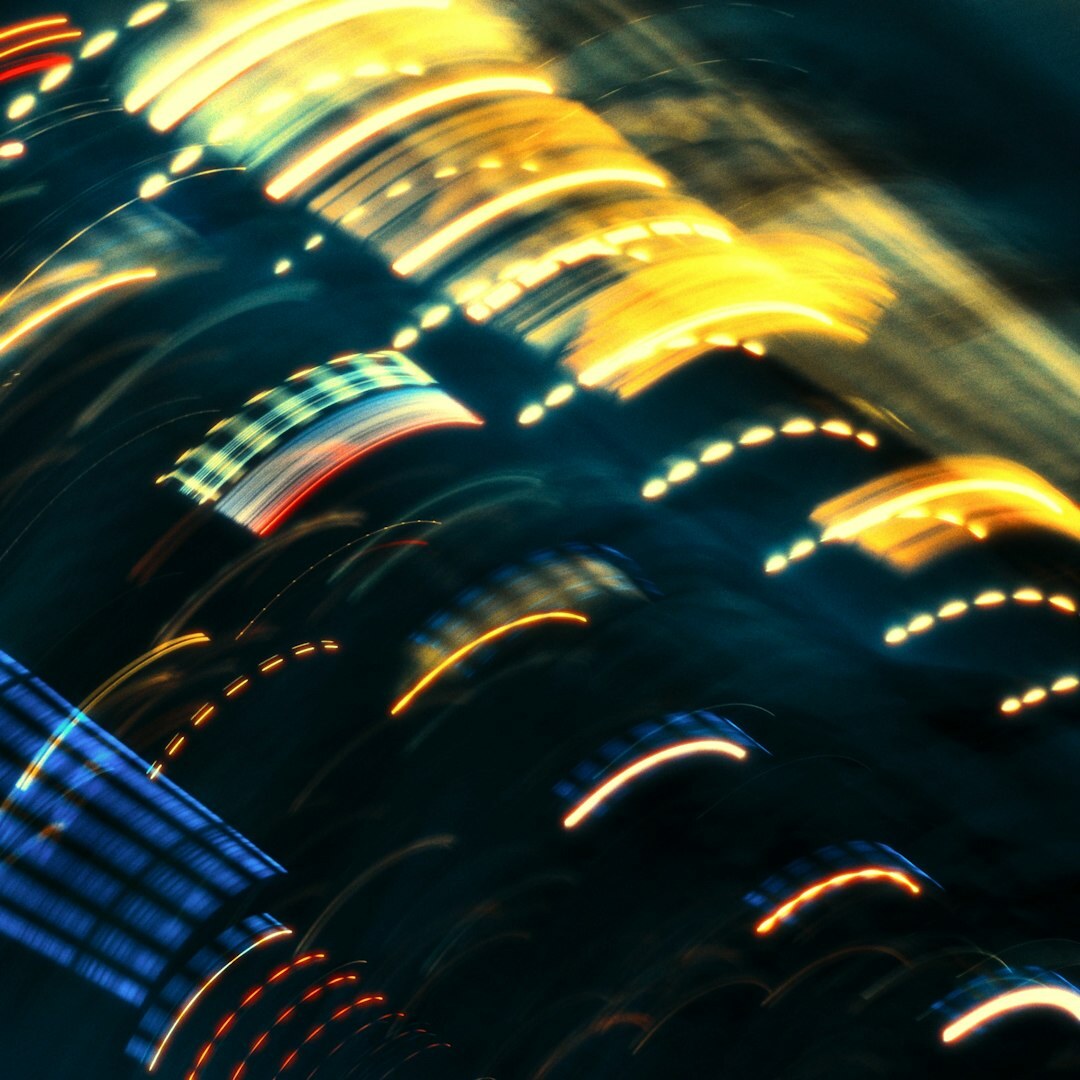 Smart city night view with illuminated urban infrastructure and lights