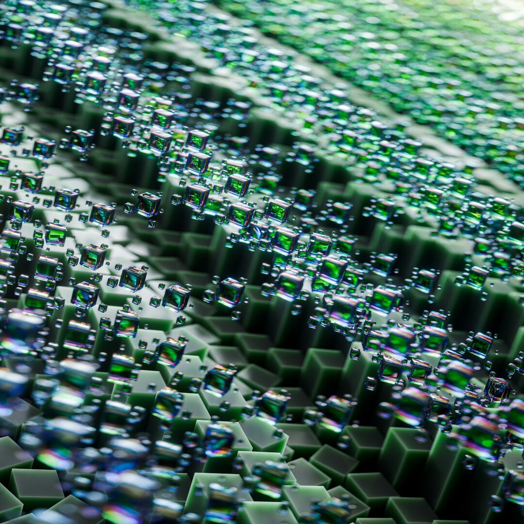 Modern processor chip close-up with detailed semiconductor circuitry